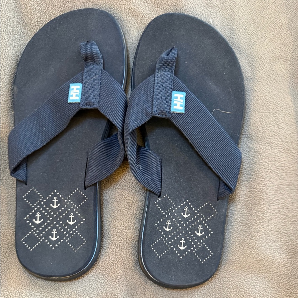 Helly Hansen Navy Flip Flop Sandals with Anchor Footbed